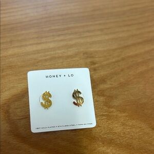 Gold Dollar Sign Earrings